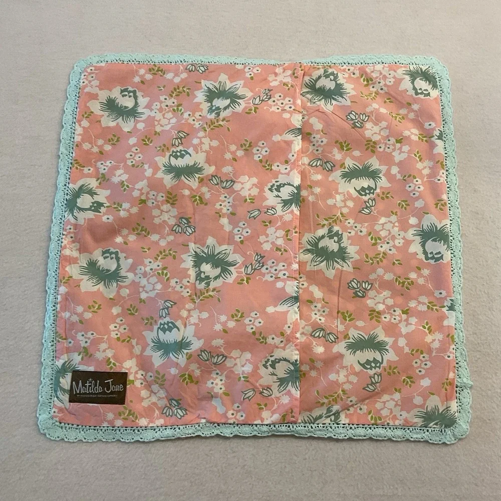 Matilda Jane Lazy Days Pillow Sham Brown Polka Dots Pink Floral Ruffles Lace